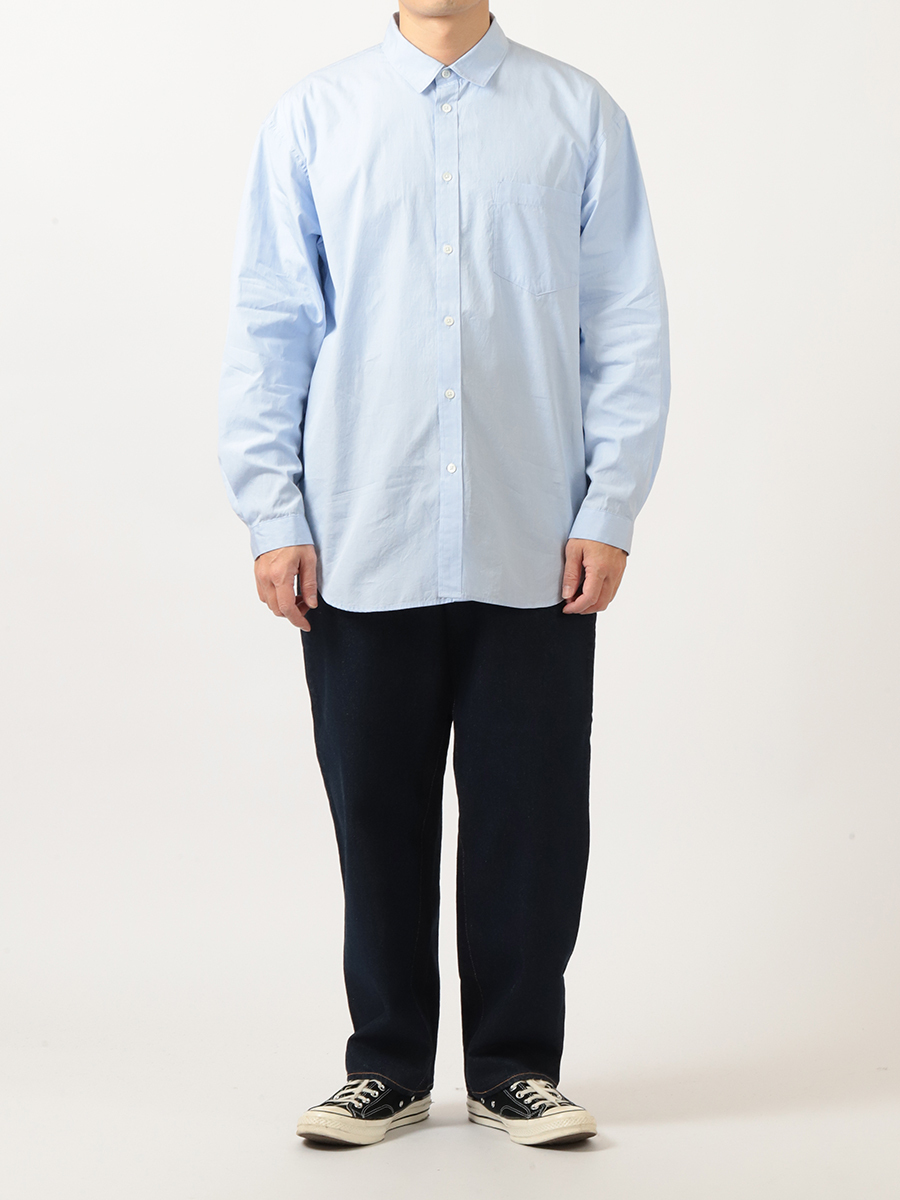 トップス ATON GIZA BROAD | WASHED SHIRT ATON Giza Broad Washed Shirt Sax