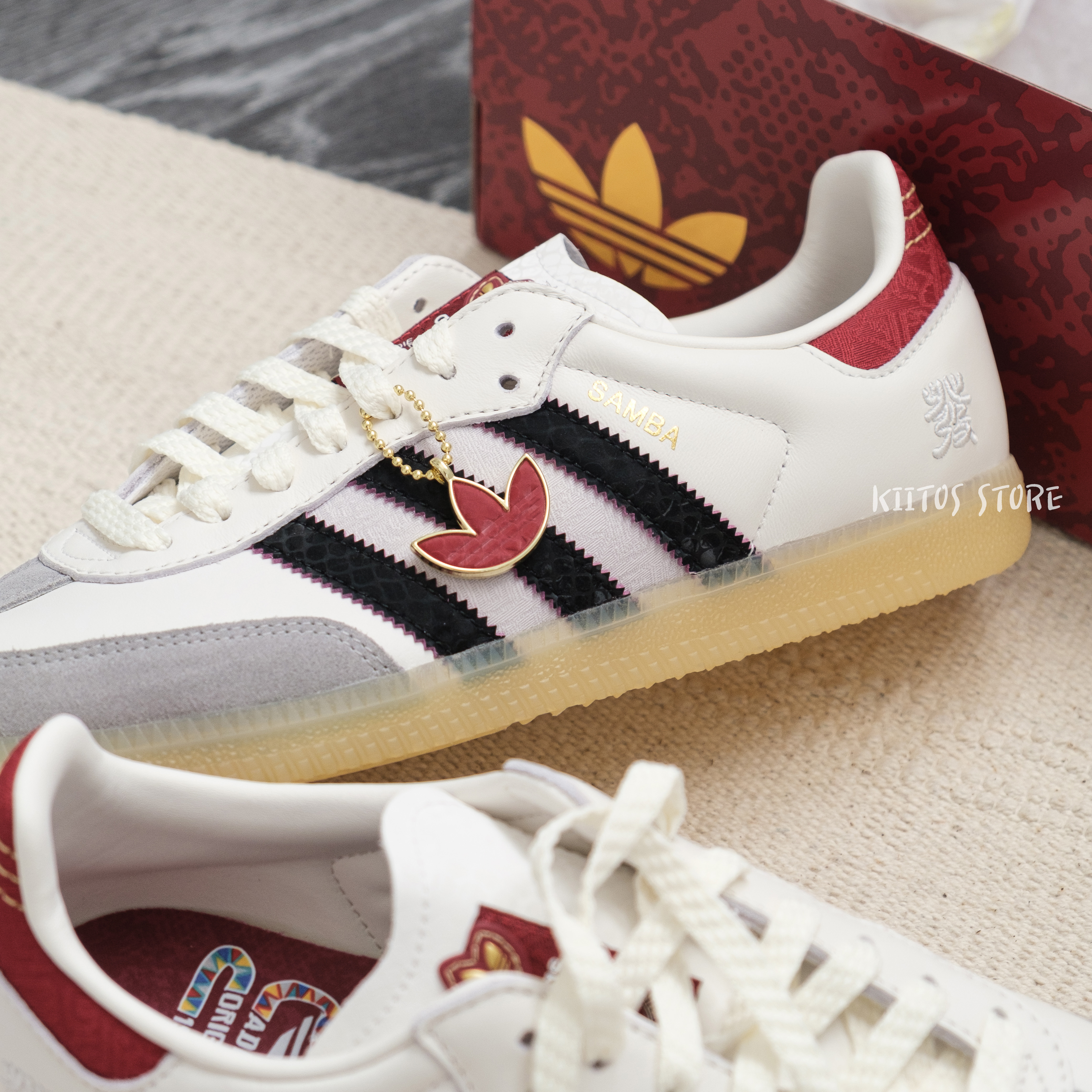 Adidas Originals Samba OG X CNY 蛇年限定黑白紅刺繡蛇鱗紋JQ5976
