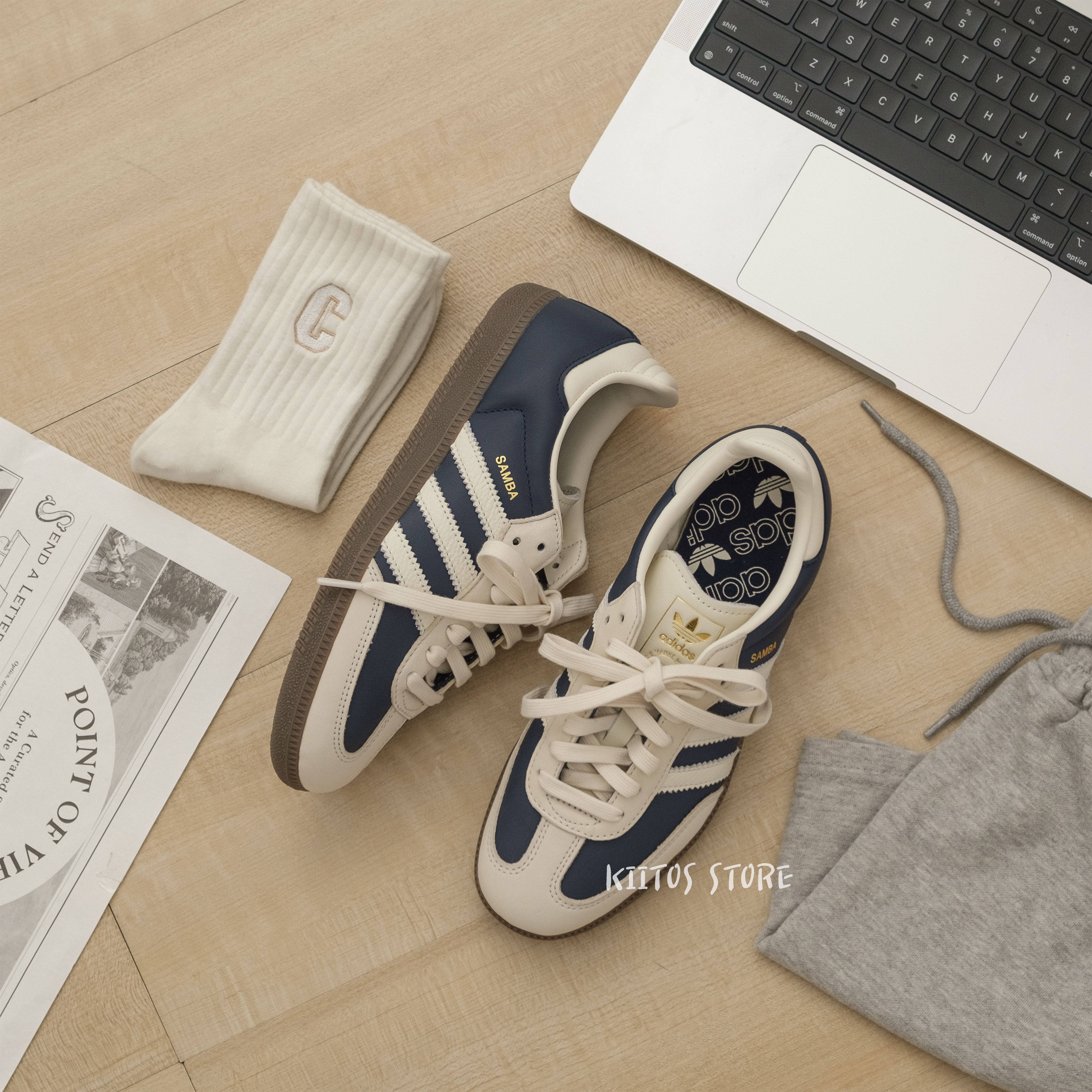 【現貨出清】Adidas Samba OG 深藍色 皮革 女鞋 IG1968  23cm