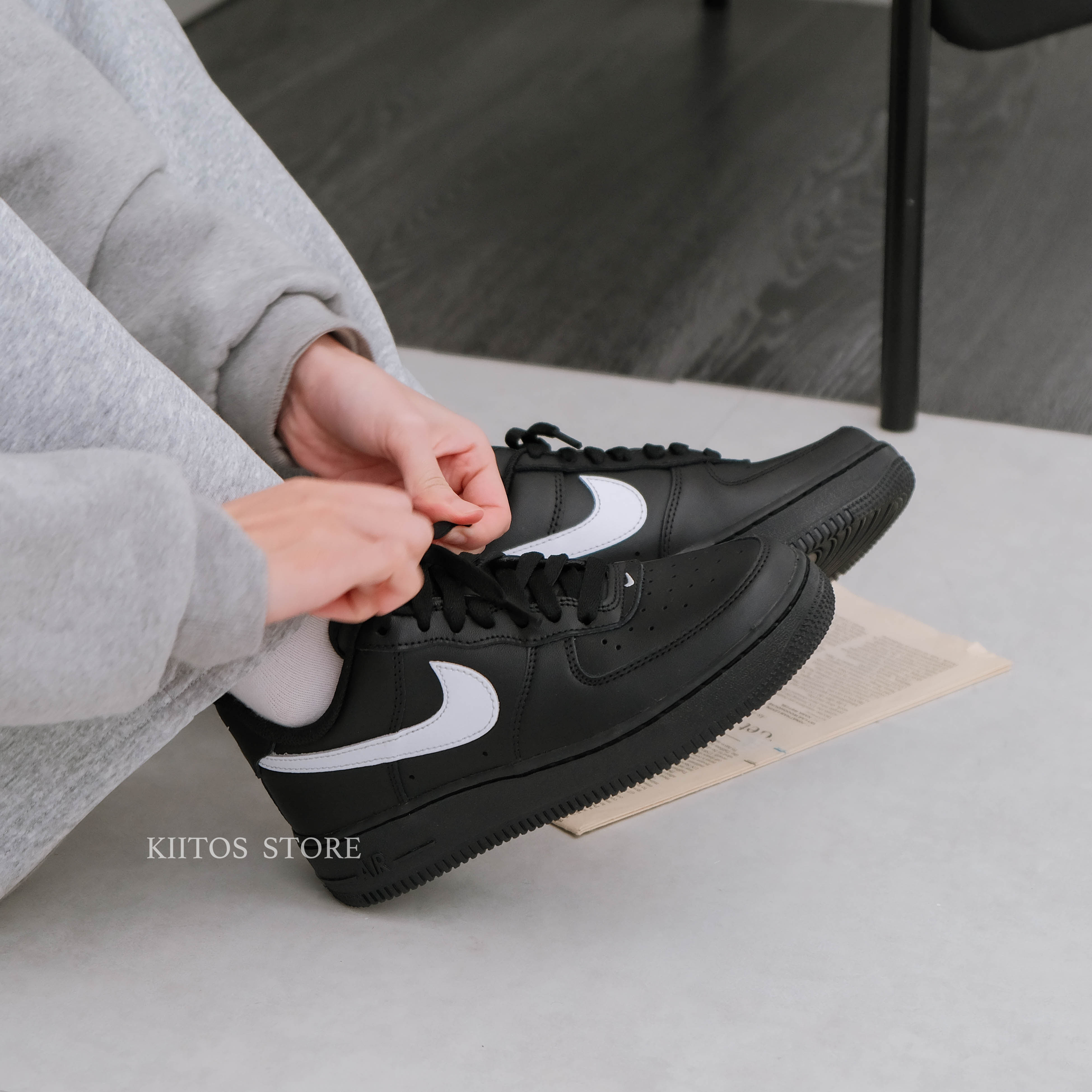 Nike Air Force 1  BLACK/WHITE  全黑  白勾 男女鞋 FZ0627-010