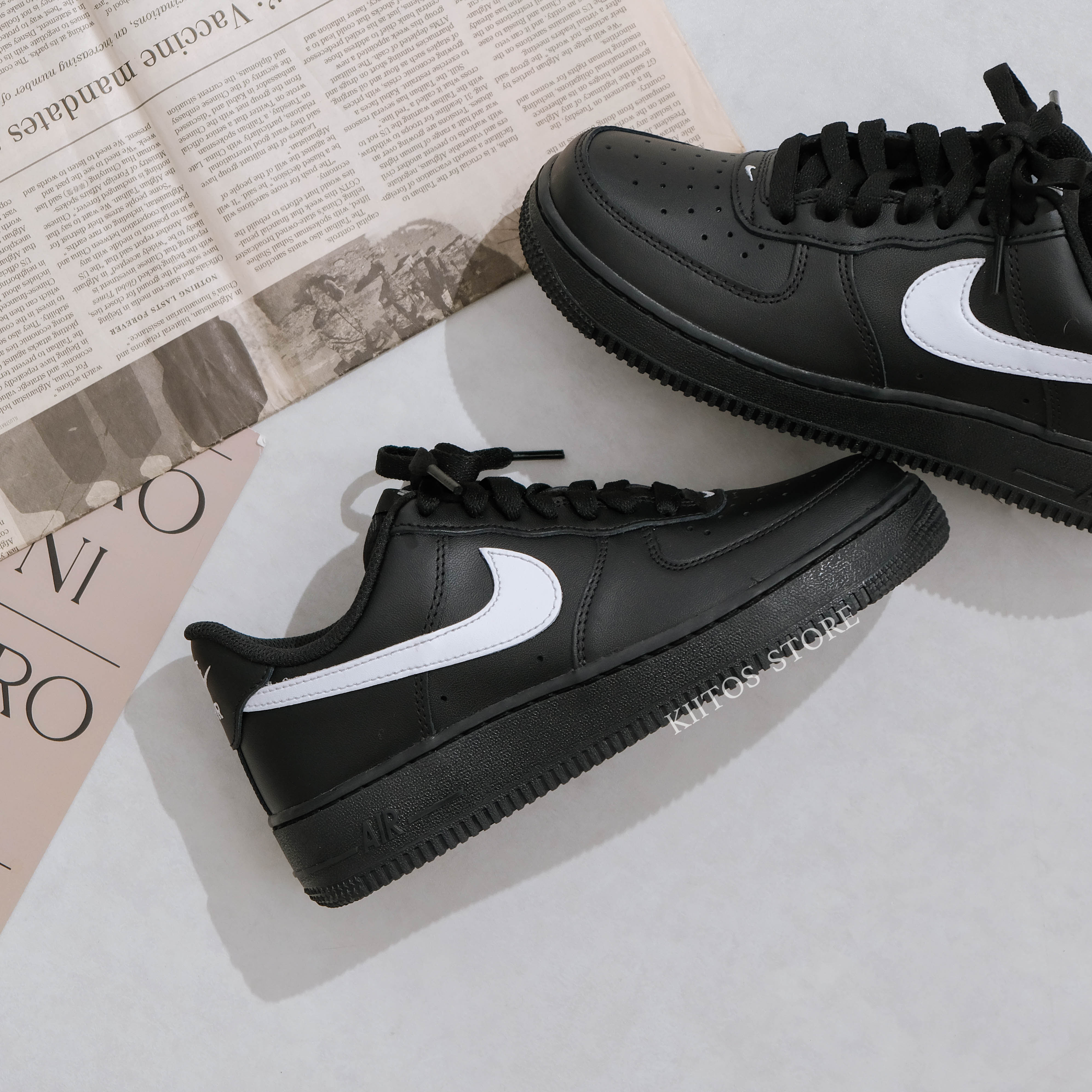 Nike Air Force 1  BLACK/WHITE  全黑  白勾 男女鞋 FZ0627-010