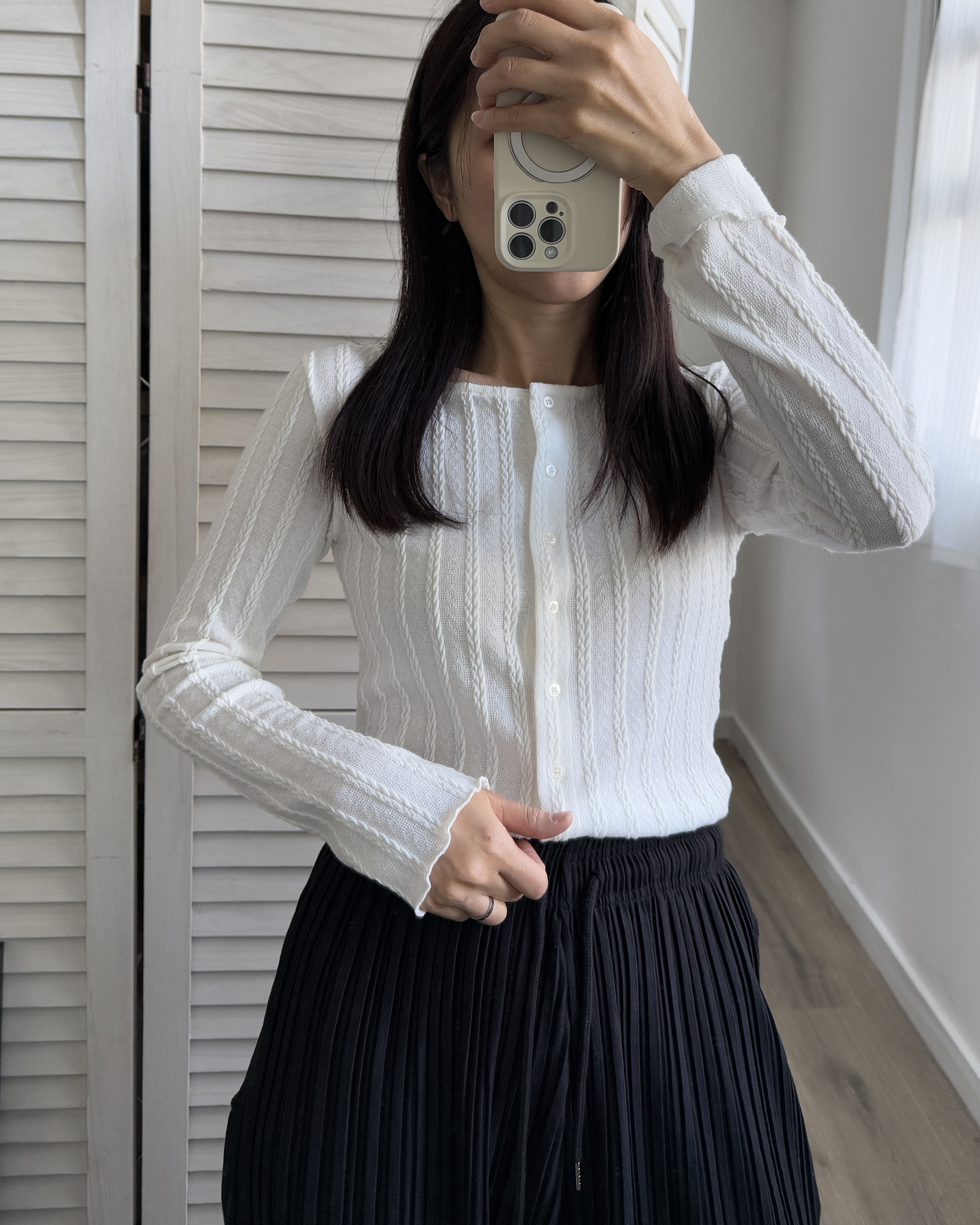 米白 現貨 樹紋直間簡約外套