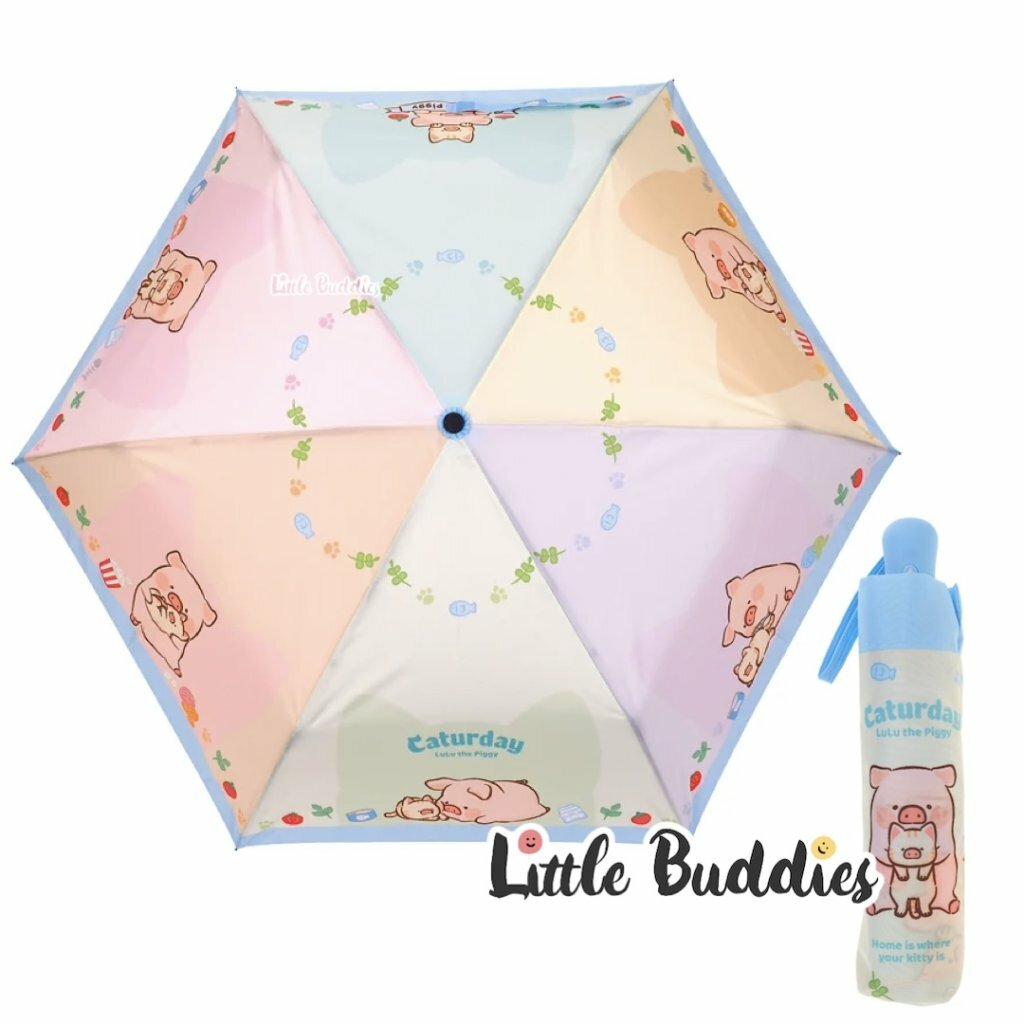 港版 LuLu The Piggy LULU豬 三節縮骨防風雨傘 自動縮骨遮 55cm x 6 Ribs