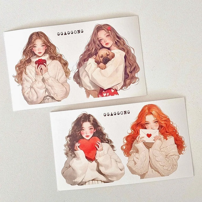 韓國 ggaggong．Love 女孩 模造紙貼紙包