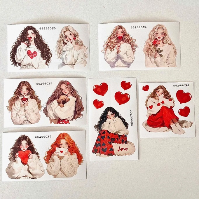 韓國 ggaggong．Love 女孩 模造紙貼紙包