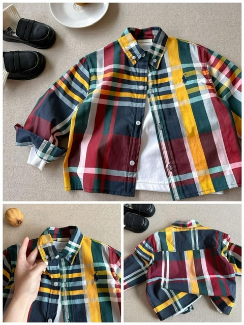 兒童Pol*o 七彩格長袖恤衫-2500345