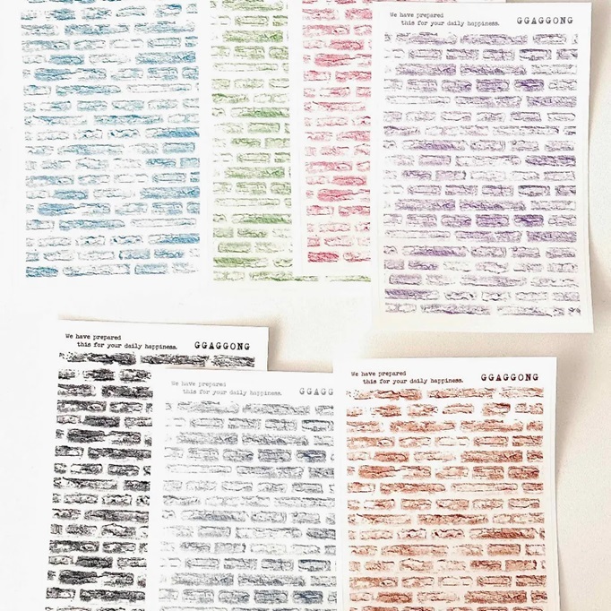 韓國 ggaggong．磚牆 霧面PET貼紙包 共七款
