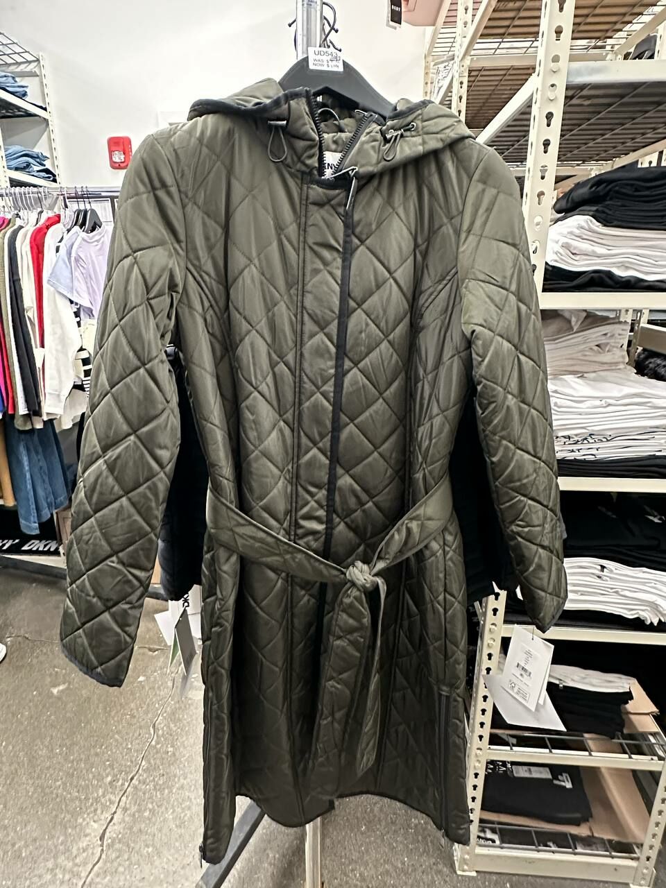 [U] DKNY WOMEN'S LONG QUILTED TRENCH,LODEN, DLSMPN38-LDN [FINAL SALE] (UD543)