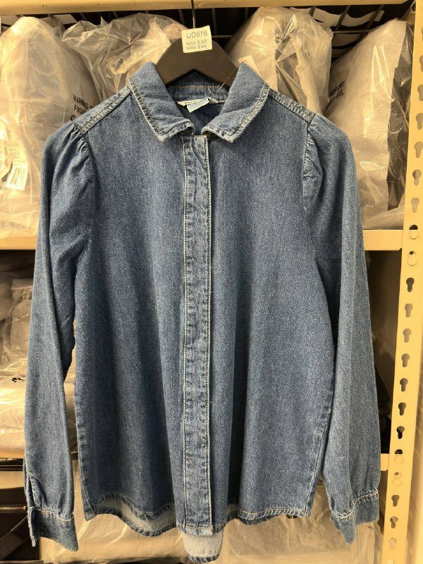 [U] DKNY WOMEN'S PUFF SLEEVE DENIM SHIRT,RUSTIC INDIGO, DJ4W2089-JDZ (UD578)