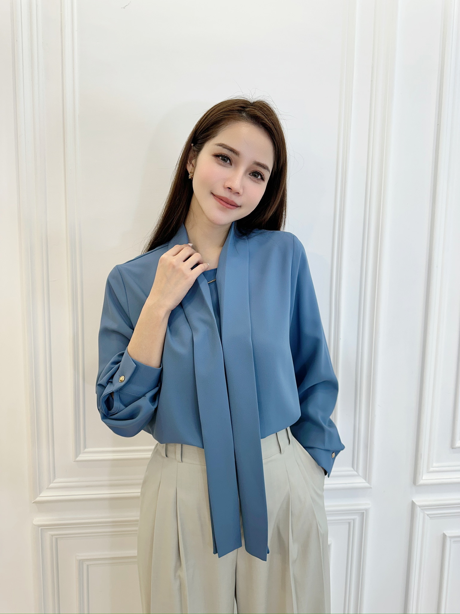 金鍊雙領巾上衣