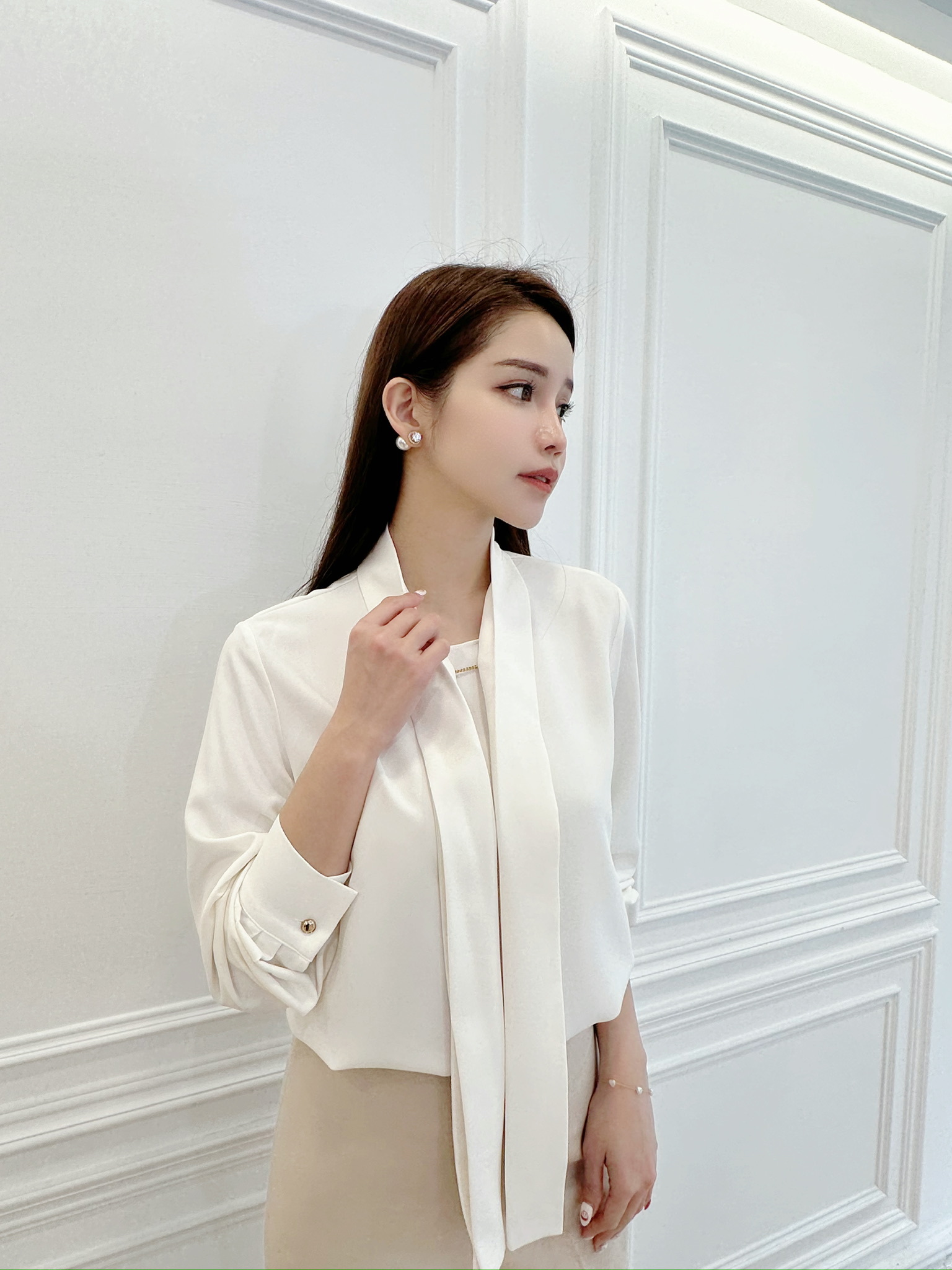 金鍊雙領巾上衣