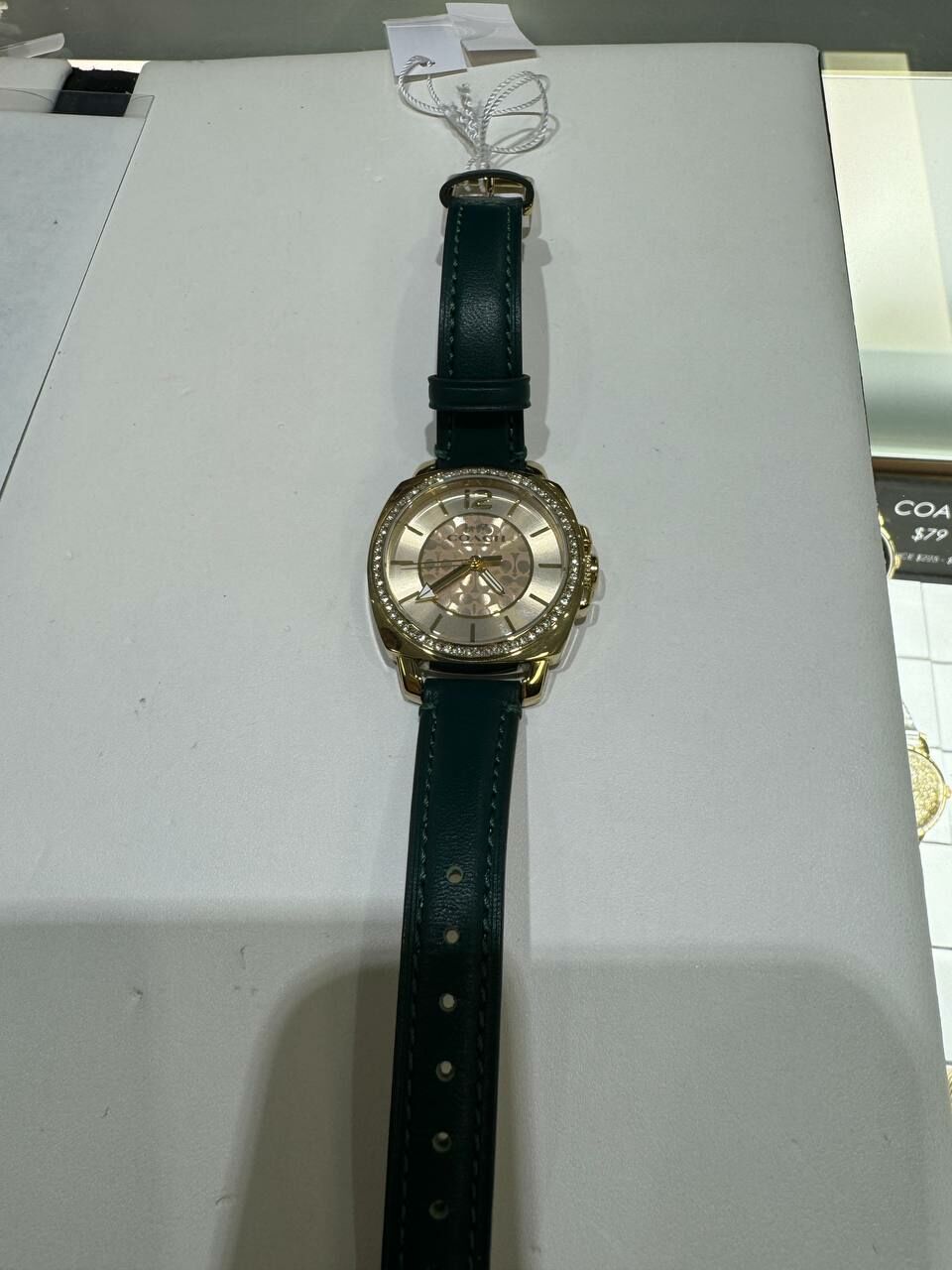 [U] LUXURY WATCH WOMEN'S GREEN LEAHTER STRAP GOLD WATCH,GOLD, 885997460088 (ULW97)