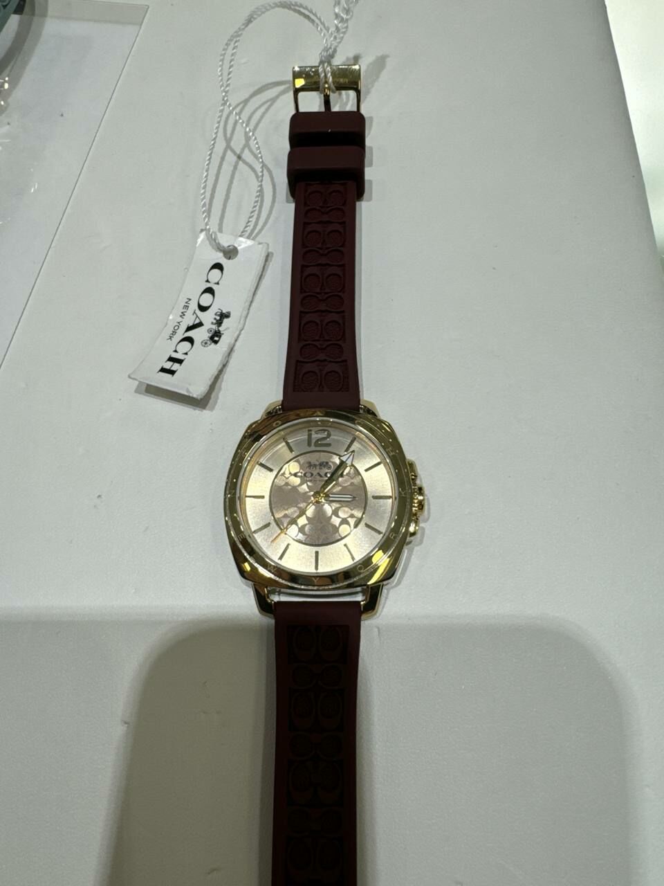 [U] LUXURY WATCH LUXURY WATCH 14504178 COACH WOMEN`S BOYFRIEND BURGUNDY SILICONE RUBBER STRAP,MAROON/GOLD, 885997517270 (ULW103)