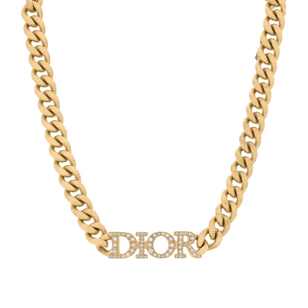 【CHRISTIAN DIOR】Dio(r)evolution 水晶標誌鎖鏈設計頸鍊/短項鍊(金色) N1583DVOCY_D301