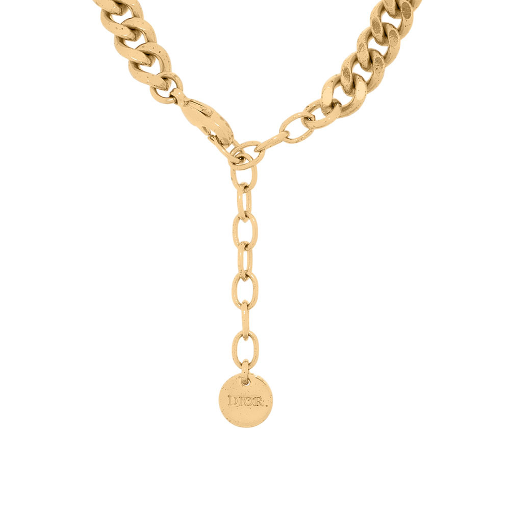 【CHRISTIAN DIOR】Dio(r)evolution 水晶標誌鎖鏈設計頸鍊/短項鍊(金色) N1583DVOCY_D301