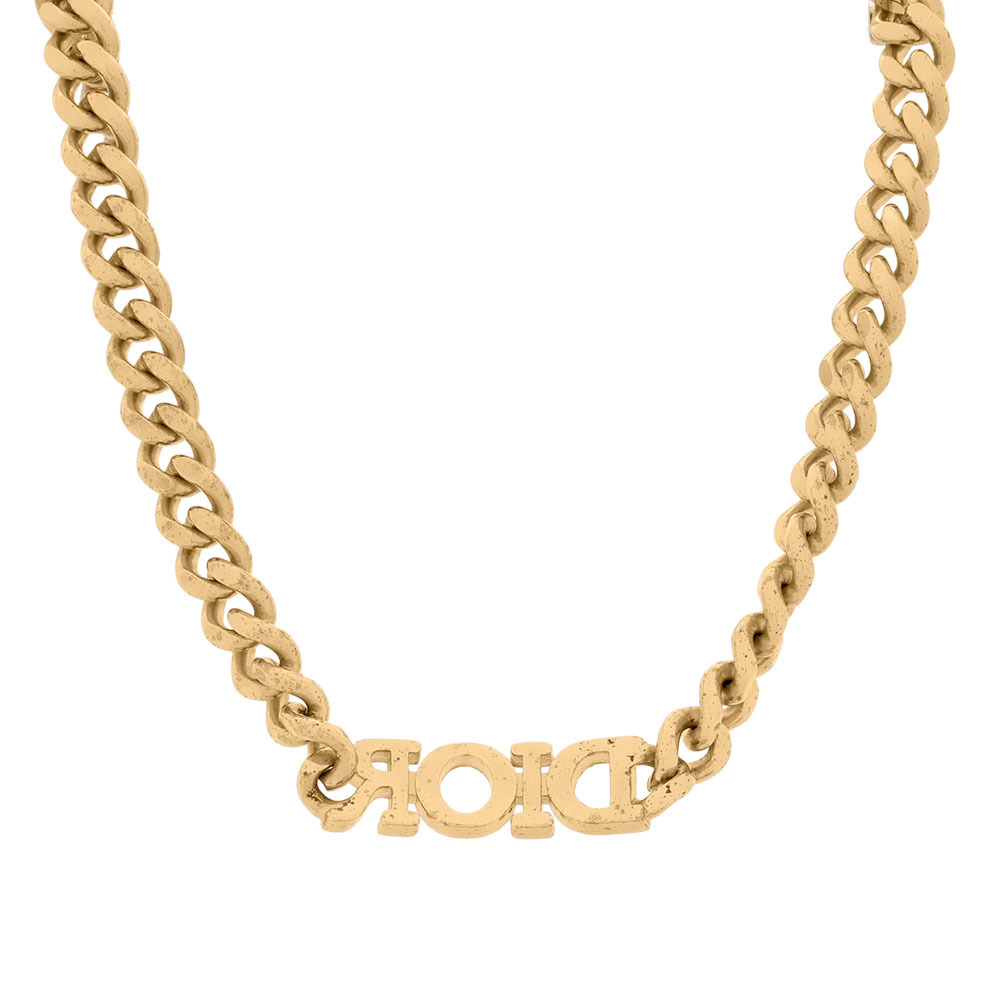 【CHRISTIAN DIOR】Dio(r)evolution 水晶標誌鎖鏈設計頸鍊/短項鍊(金色) N1583DVOCY_D301