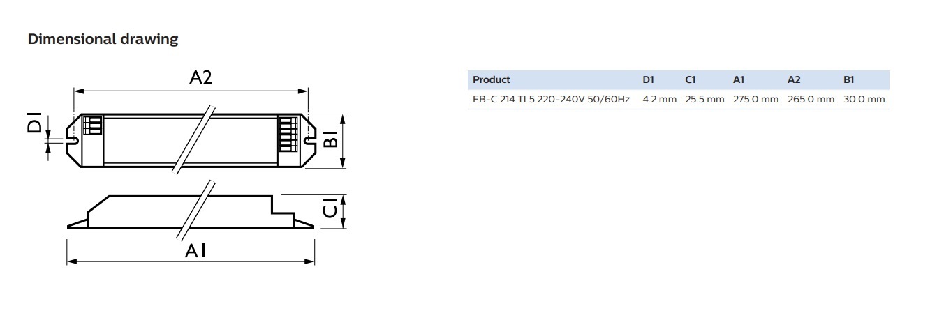 飛利浦 EBC214 2X14W T5 不可調光電子鎮流器