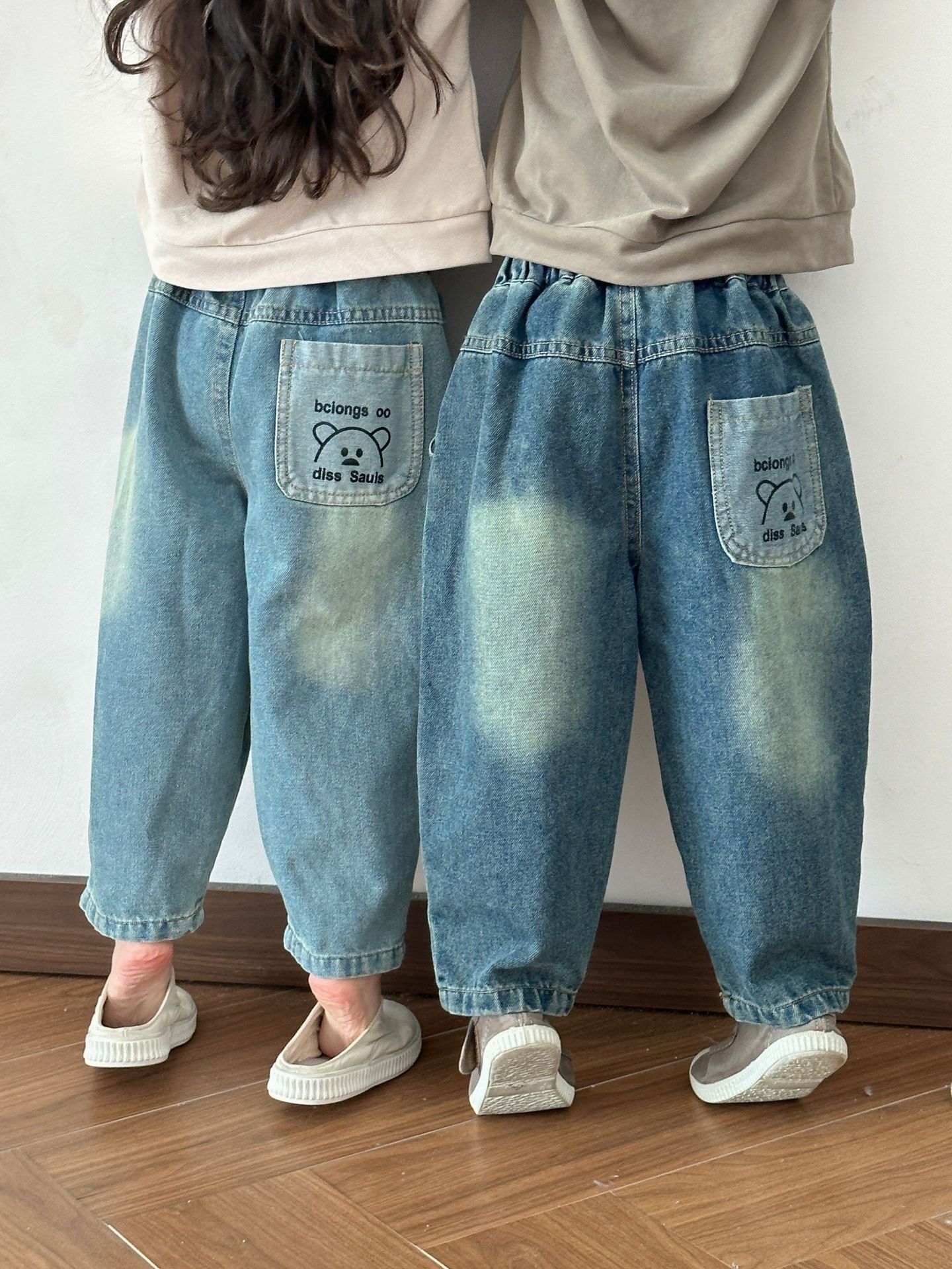 兄弟姐妹一起穿_小熊牛仔褲