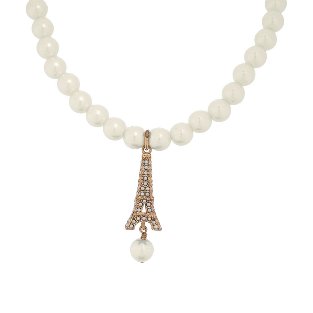 【CHRISTIAN DIOR】Plan de Paris 地標造型樹脂珍珠頸鍊