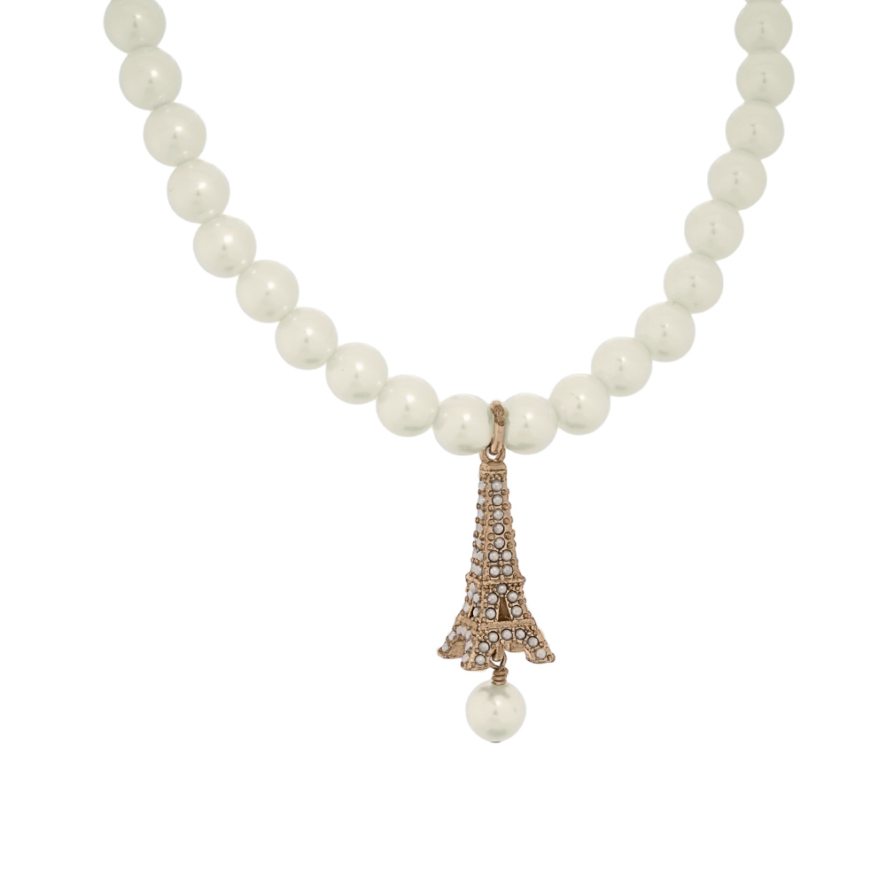 【CHRISTIAN DIOR】Plan de Paris 地標造型樹脂珍珠頸鍊