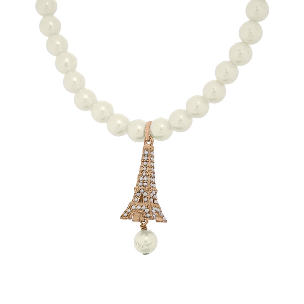 Plan de Paris 地標造型樹脂珍珠頸鍊(金色)N2364WOMRS_D301