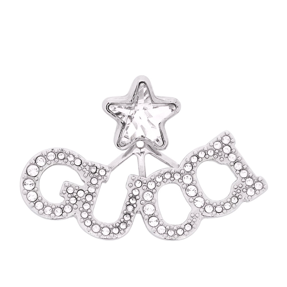 【GUCCI】水鑽Logo 標誌 以及星星造型單邊針式耳環