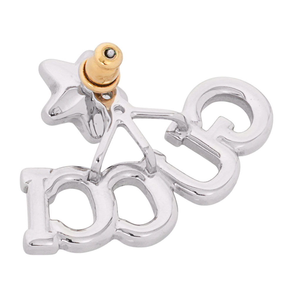 【GUCCI】水鑽Logo 標誌 以及星星造型單邊針式耳環(銀色)679057 J3F42 8162