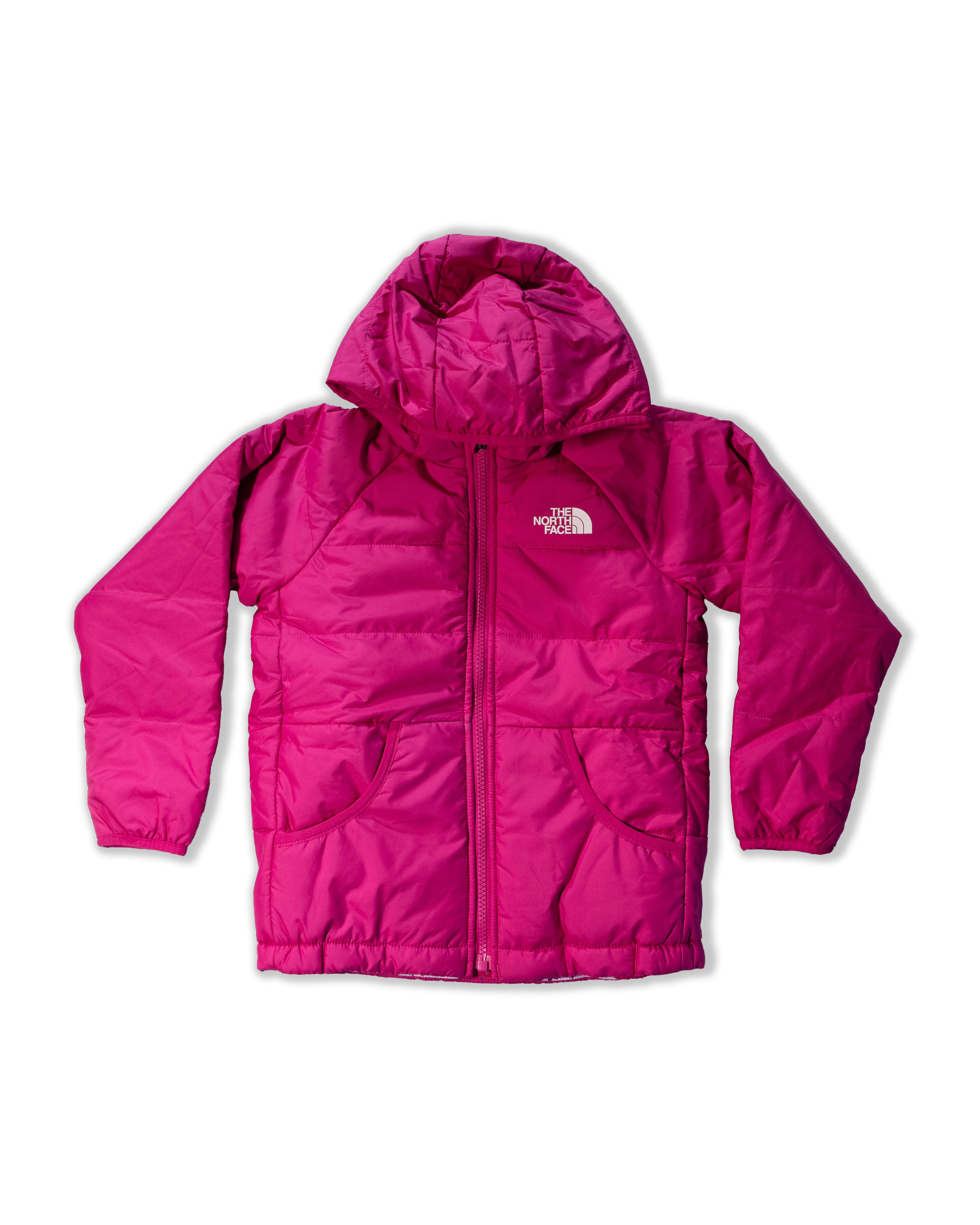 TNF北臉 0107 桃紅 童 花花滿版 雙面穿 鋪棉