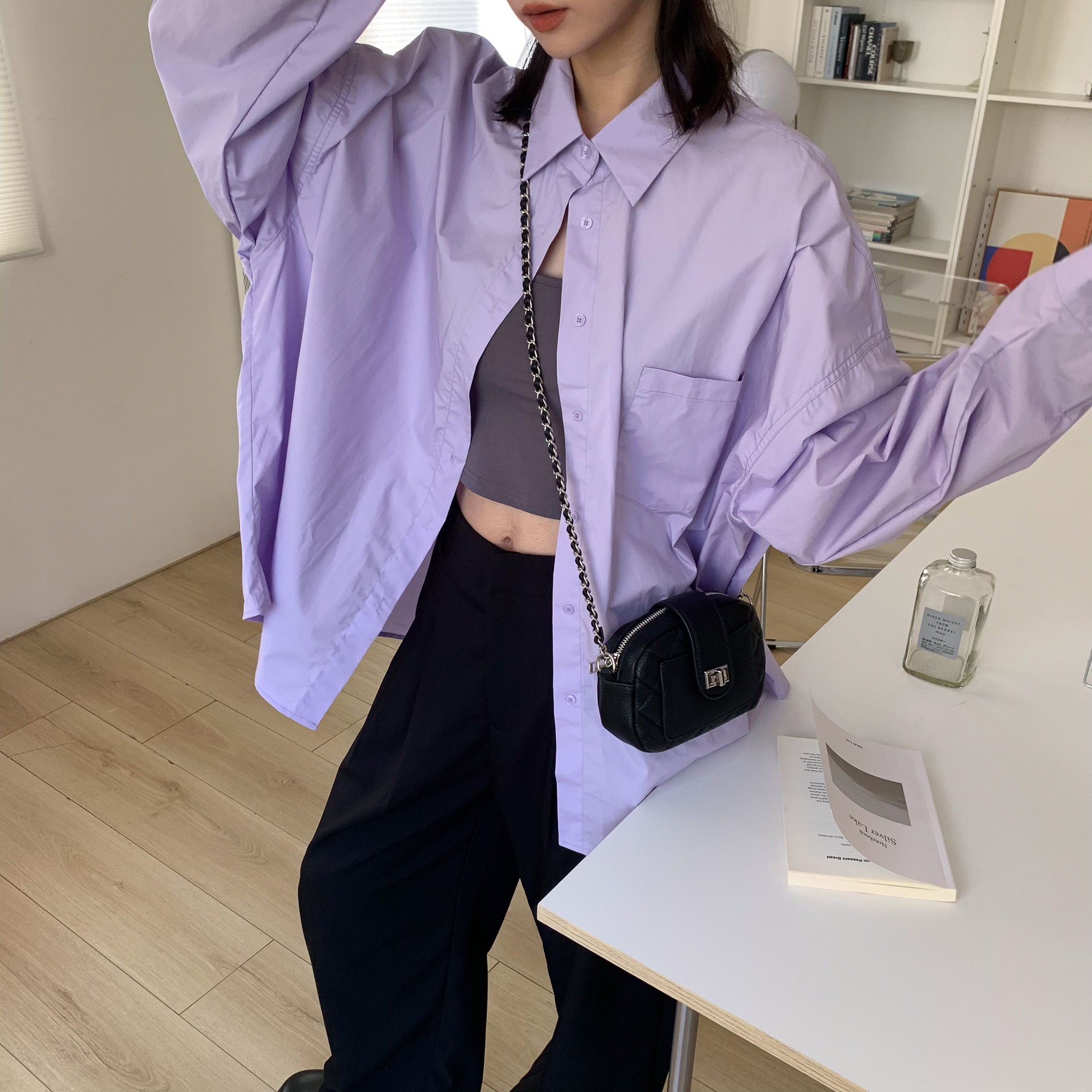 ISA_自帶spotlight! 挺版設計單口袋寬鬆襯_51042