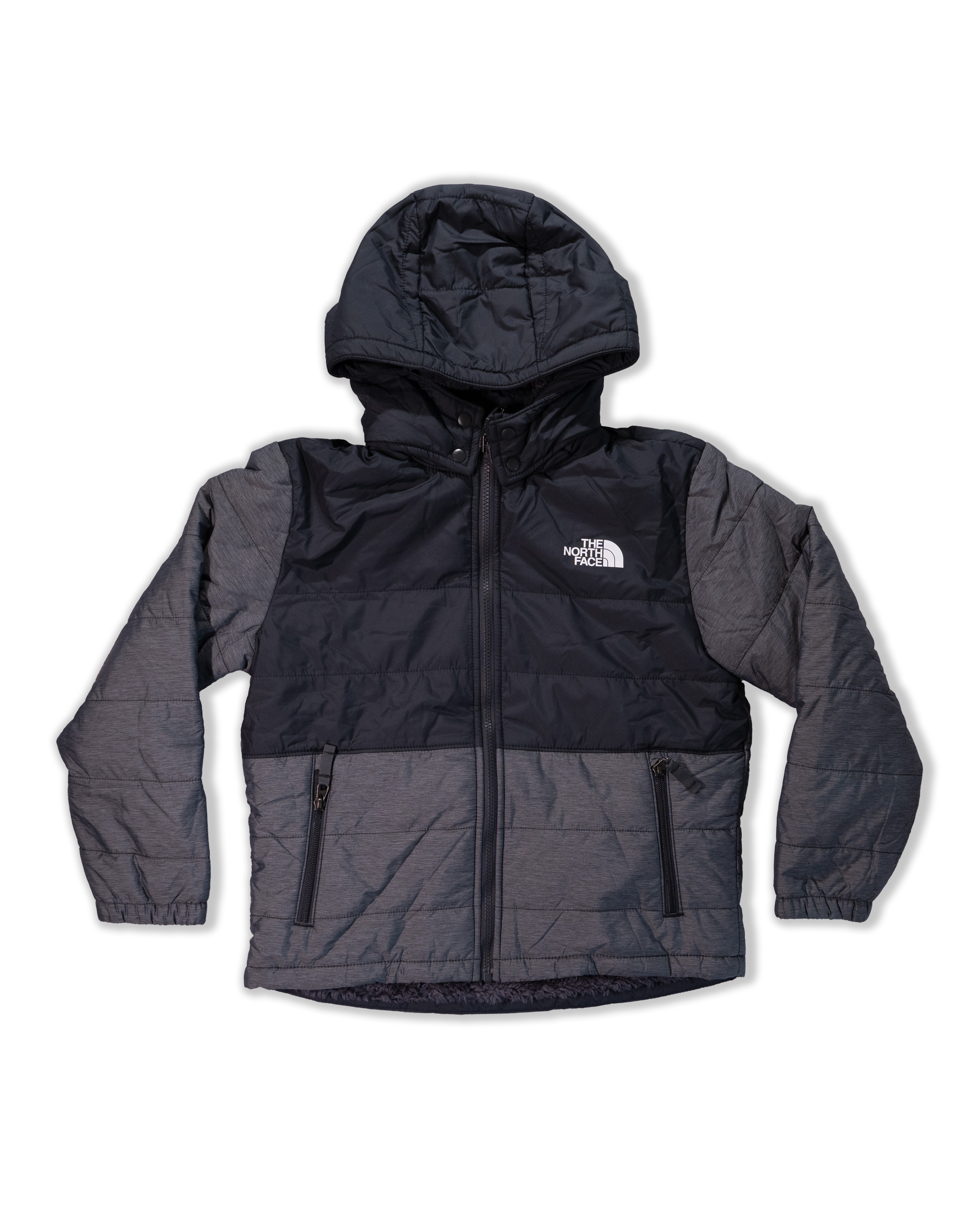 TNF北臉 0114 大童 黑灰拼色 鋪棉