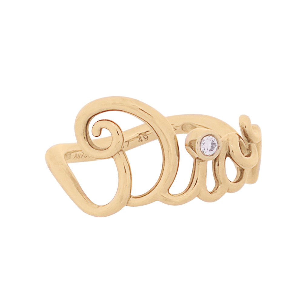 【CHRISTIAN DIOR】Dioramour 18K金標誌鑽戒(金色)(49)JOUI95052_0000_49