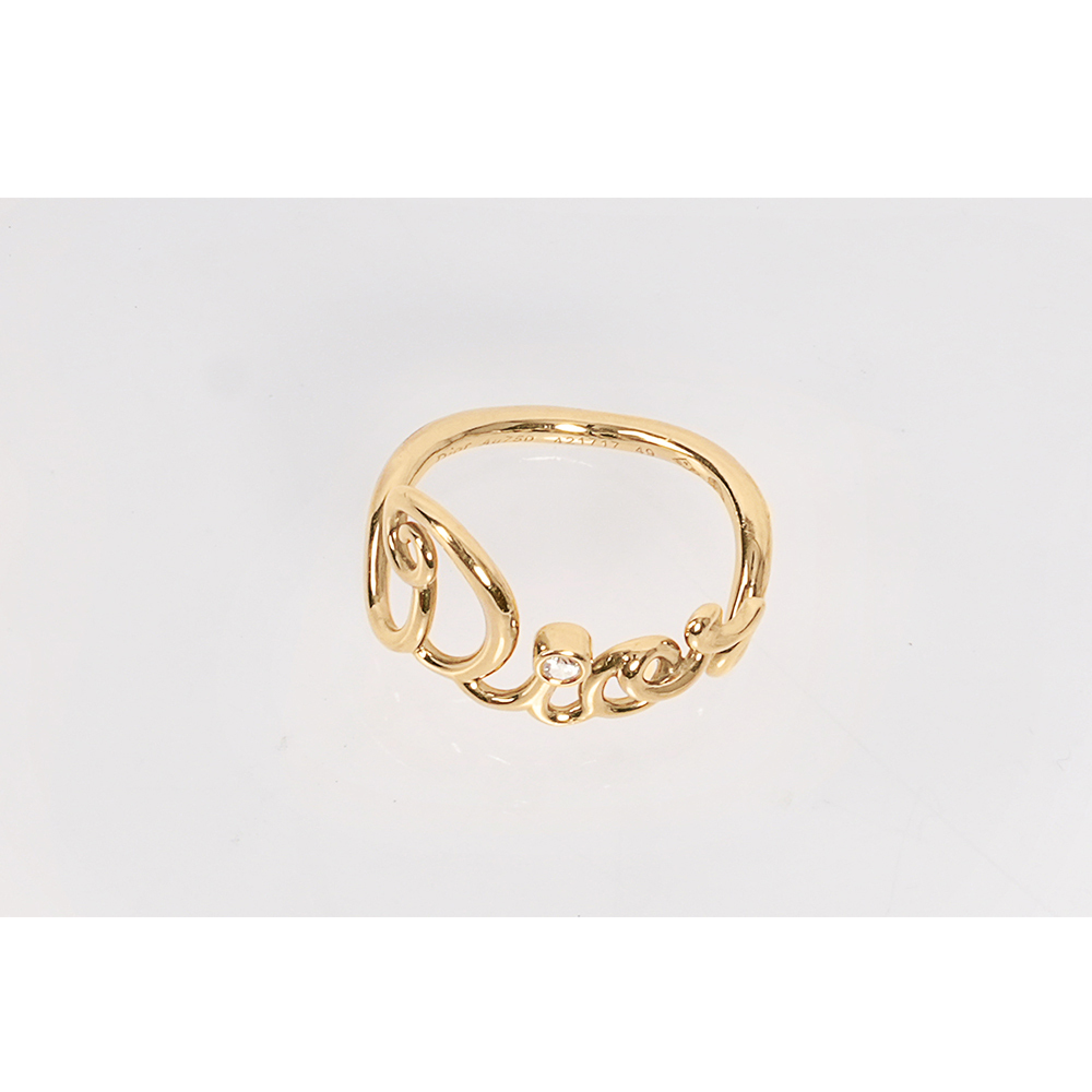 【CHRISTIAN DIOR】Dioramour 18K金標誌鑽戒(金色)(49)JOUI95052_0000_49