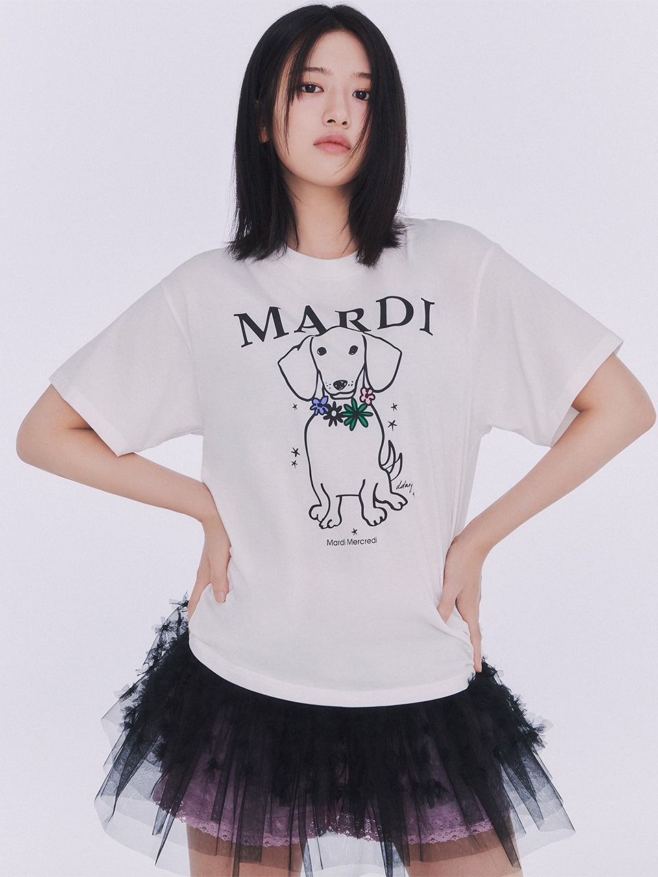 Mardi Mercredi TSHIRT SWING THE TAIL DDANJI FLOWER NECKLACE MULTICOLOR