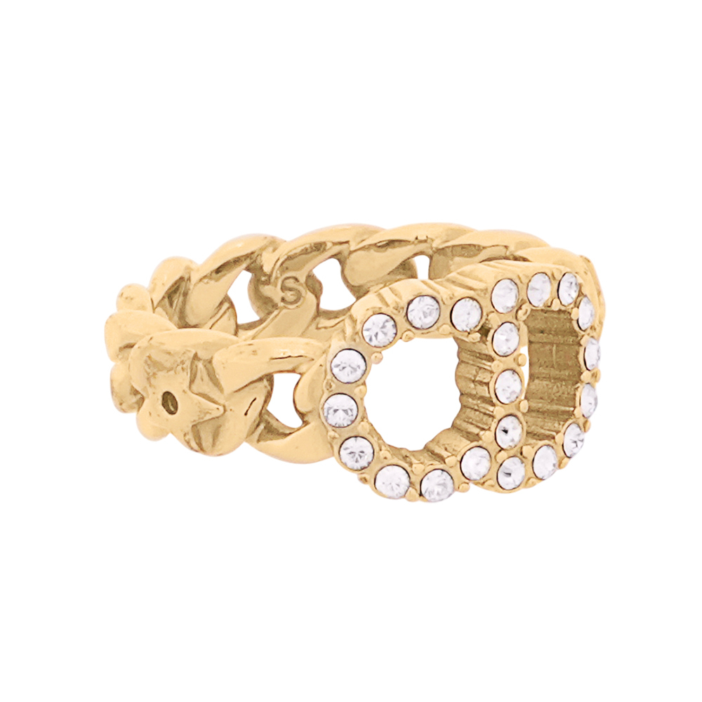 【CHRISTIAN DIOR】Clair D Lune 水晶標誌及鎖鏈設計戒指