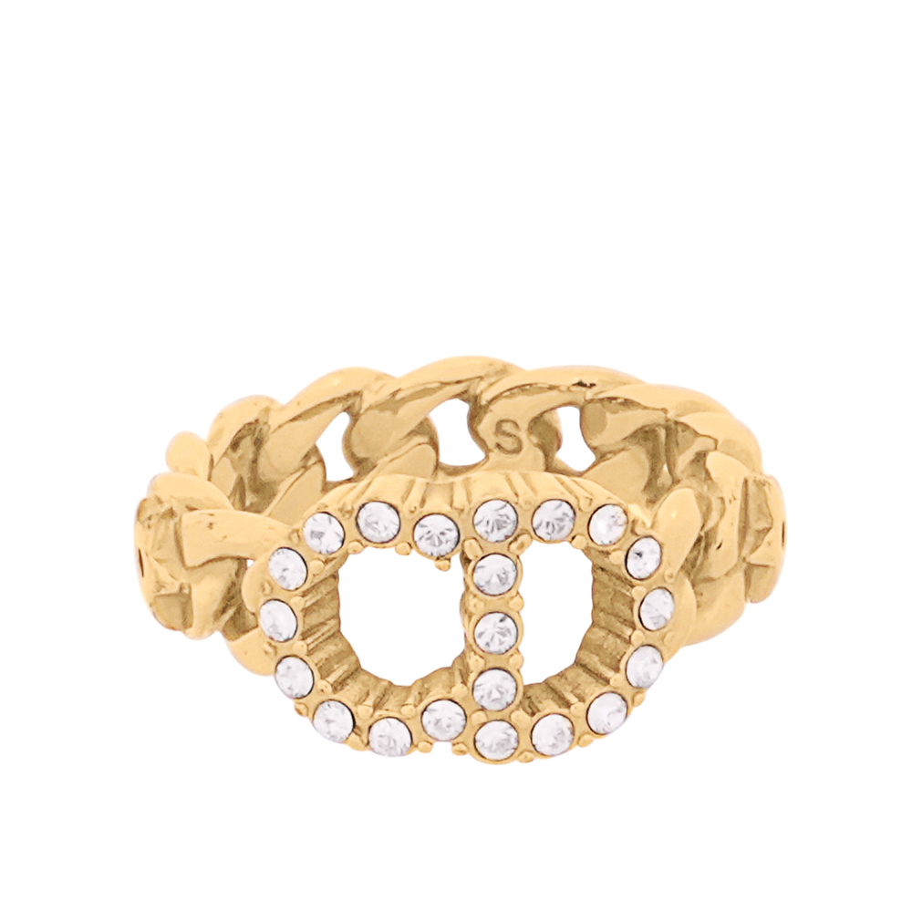 【CHRISTIAN DIOR】Clair D Lune 水晶標誌及鎖鏈設計戒指