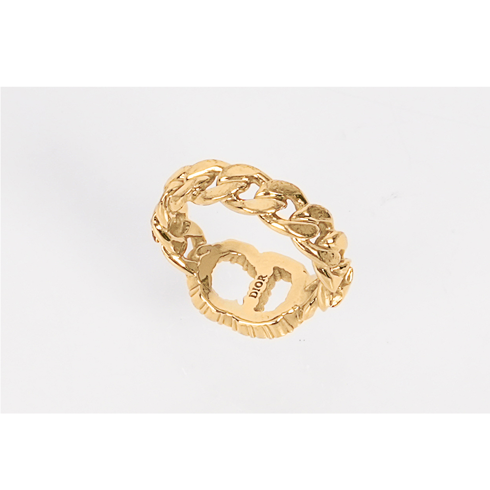 【CHRISTIAN DIOR】Clair D Lune 水晶標誌及鎖鏈設計戒指(金色)R0988CDLCY_D301