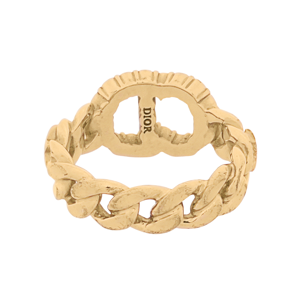 【CHRISTIAN DIOR】Clair D Lune 水晶標誌及鎖鏈設計戒指(金色)R0988CDLCY_D301