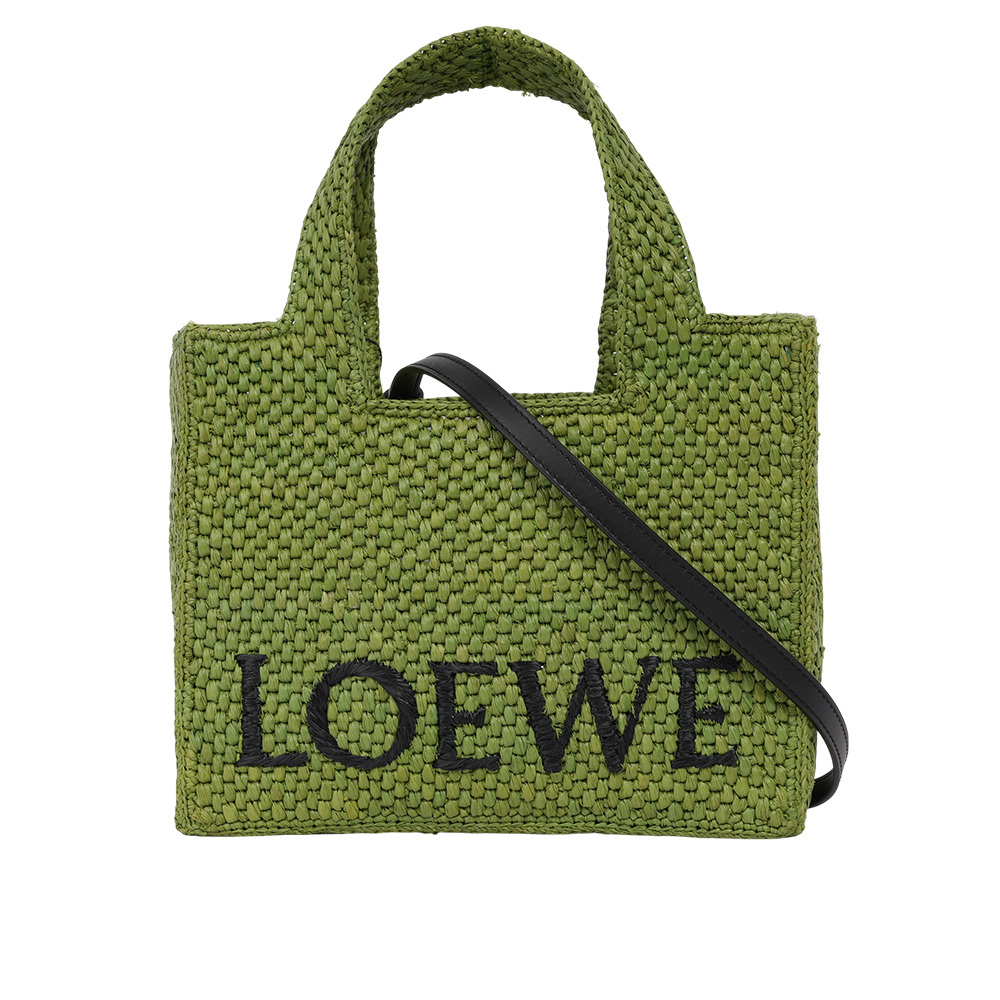 【LOEWE】Logo 標誌酒椰纖維小款二用包(綠色)A685B59X01 4100
