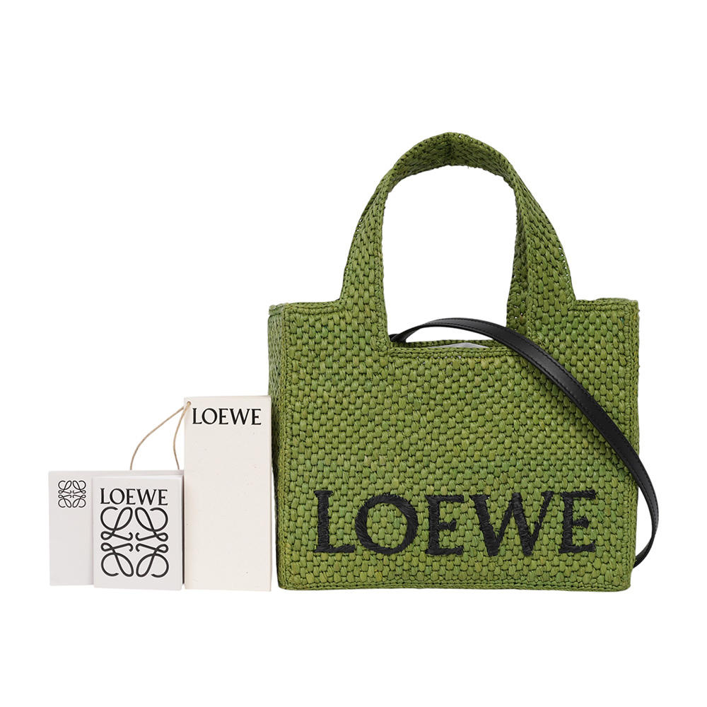 【LOEWE】Logo 標誌酒椰纖維小款二用包(綠色)A685B59X01 4100