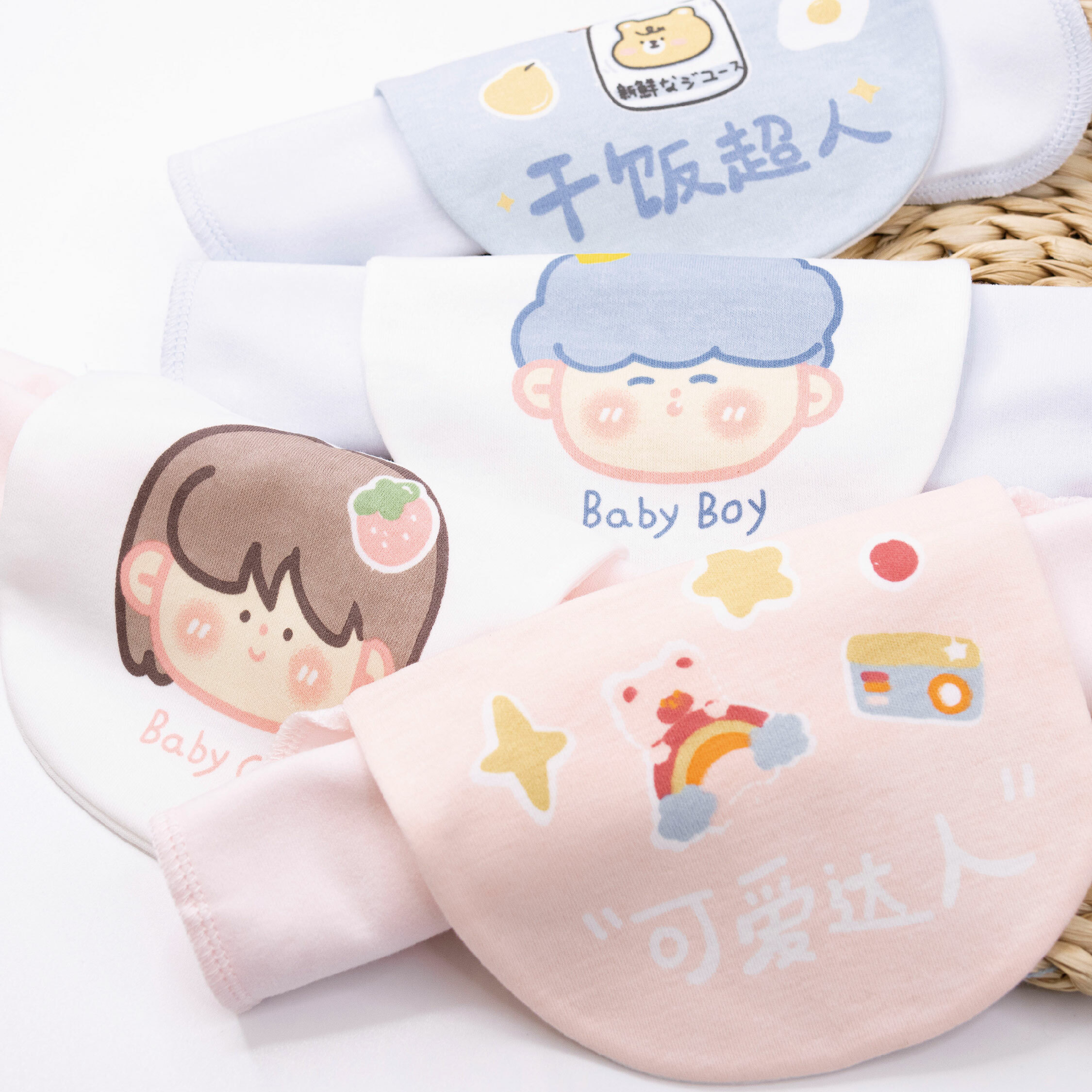 【JS0215】甜甜女孩&愛吃男孩純棉隔汗巾(兩入一組)＊二款