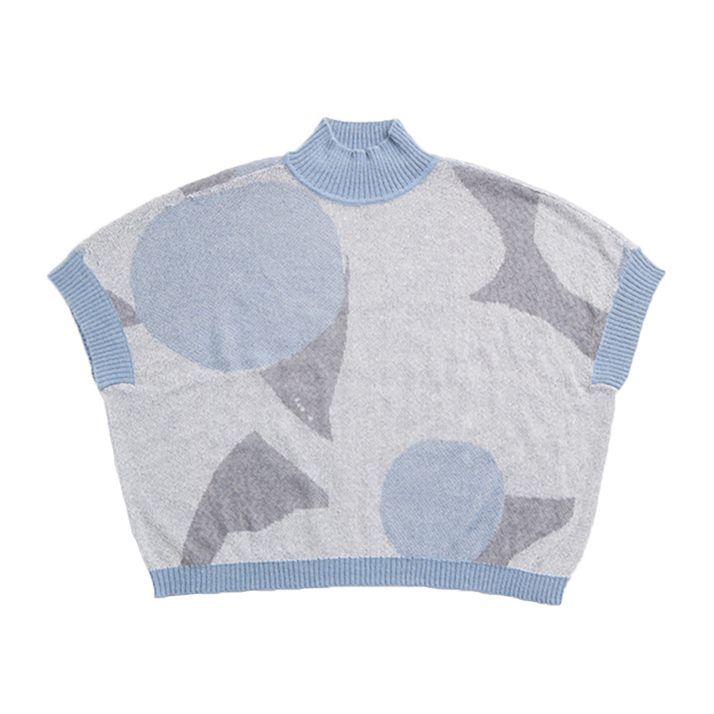 [Hashimoto Naoko] Pompon Turtleneck Short-sleeves Top- Gray