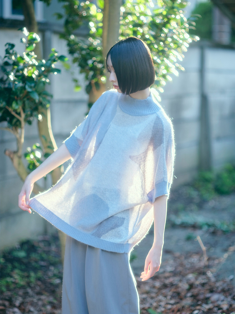 [Hashimoto Naoko] Pompon Turtleneck Short-sleeves Top- Brown