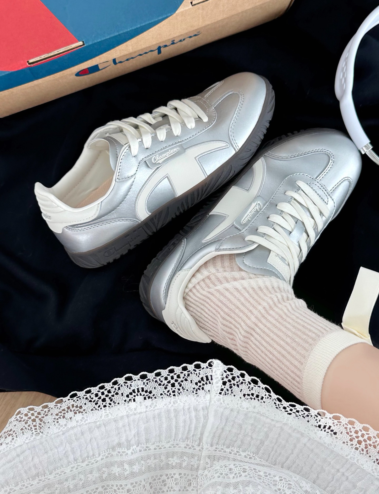 Champion Champ T-trainer 電鍍銀 銀色 銀灰色 Y2K 翻蓋鞋舌 復古 德訓鞋 板鞋 U4CFCTW14B1/預購