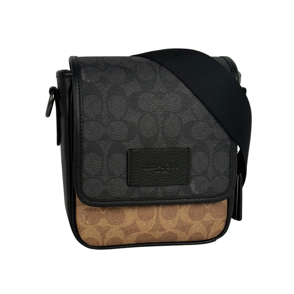 【COACH】Lucas 拼色塗層帆布翻蓋迷你斜背包
