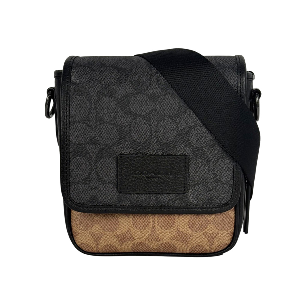 【COACH】Lucas 拼色塗層帆布翻蓋迷你斜背包