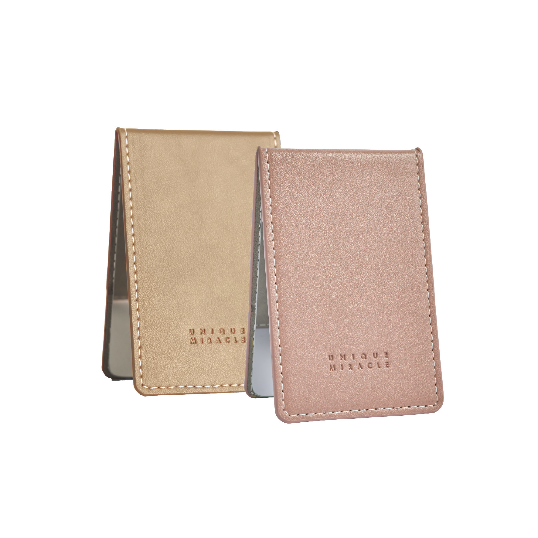 UM品牌皮革小立鏡(粉/杏)