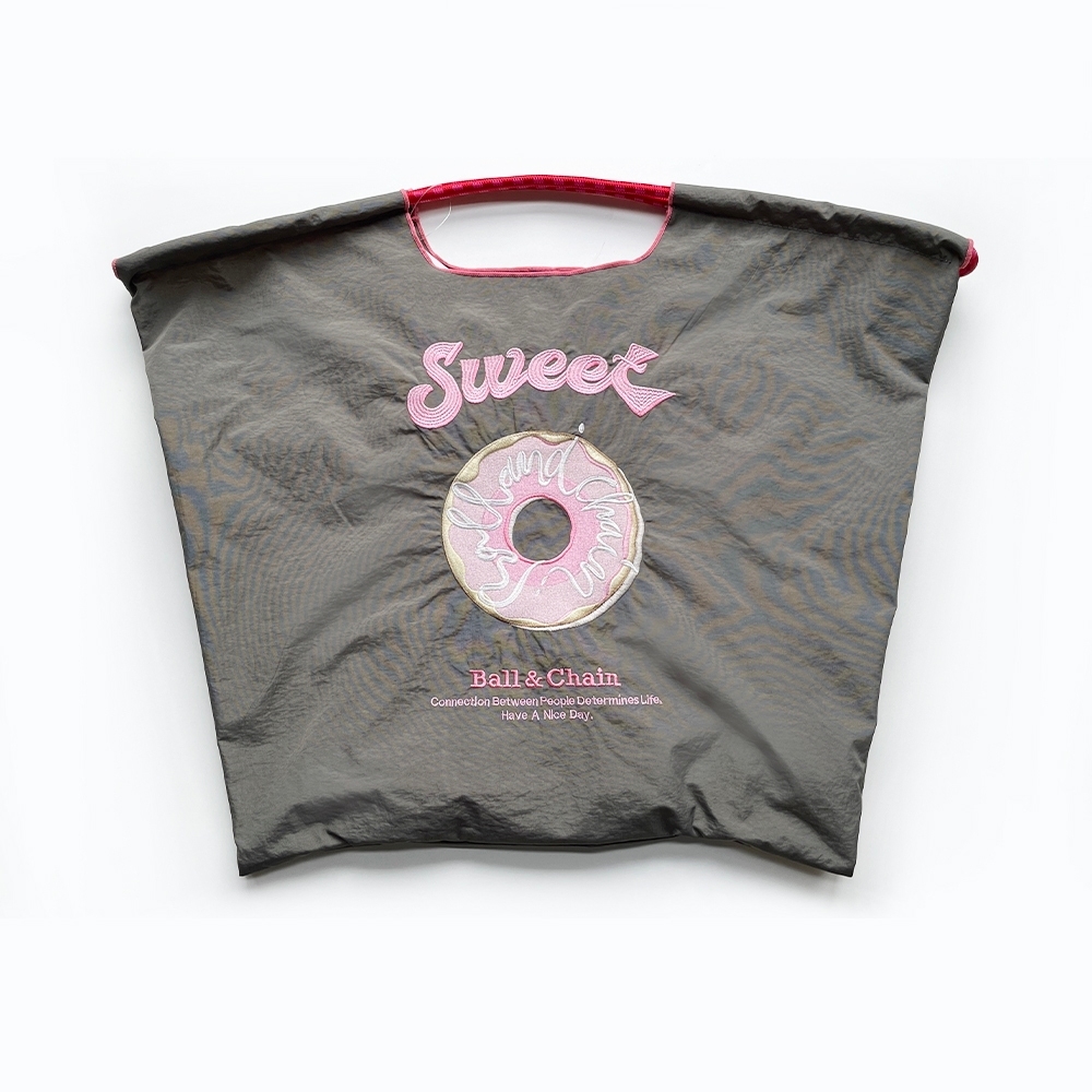 Ball＆Chain 刺繡環保購物袋 L號 - 深灰 (30110561)
