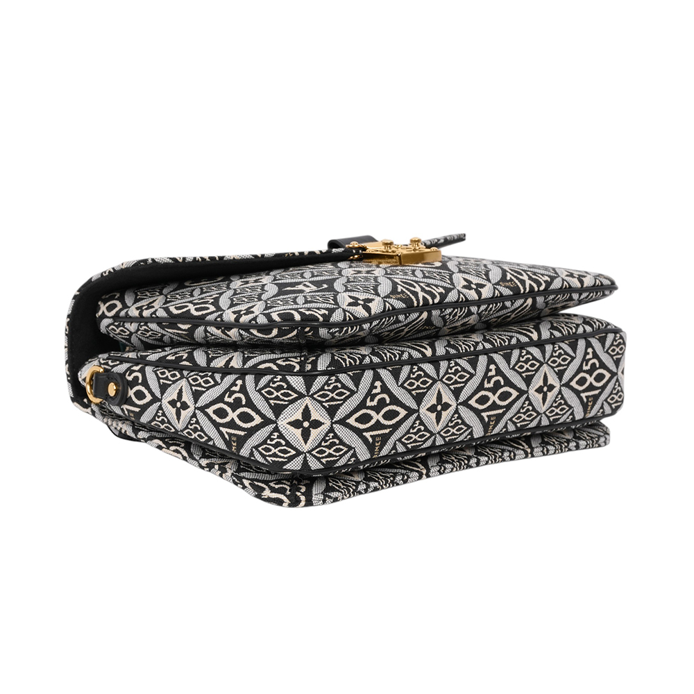 【Louis Vuitton / LV】Since 1854 Monogram 復古標誌布質郵差包(黑色)M57272