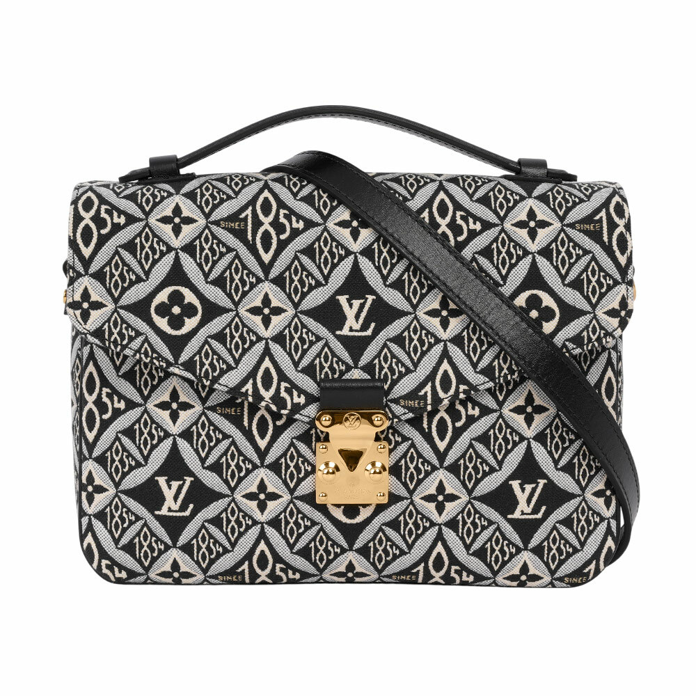 【Louis Vuitton / LV】Since 1854 Monogram 復古標誌布質郵差包(黑色)M57272