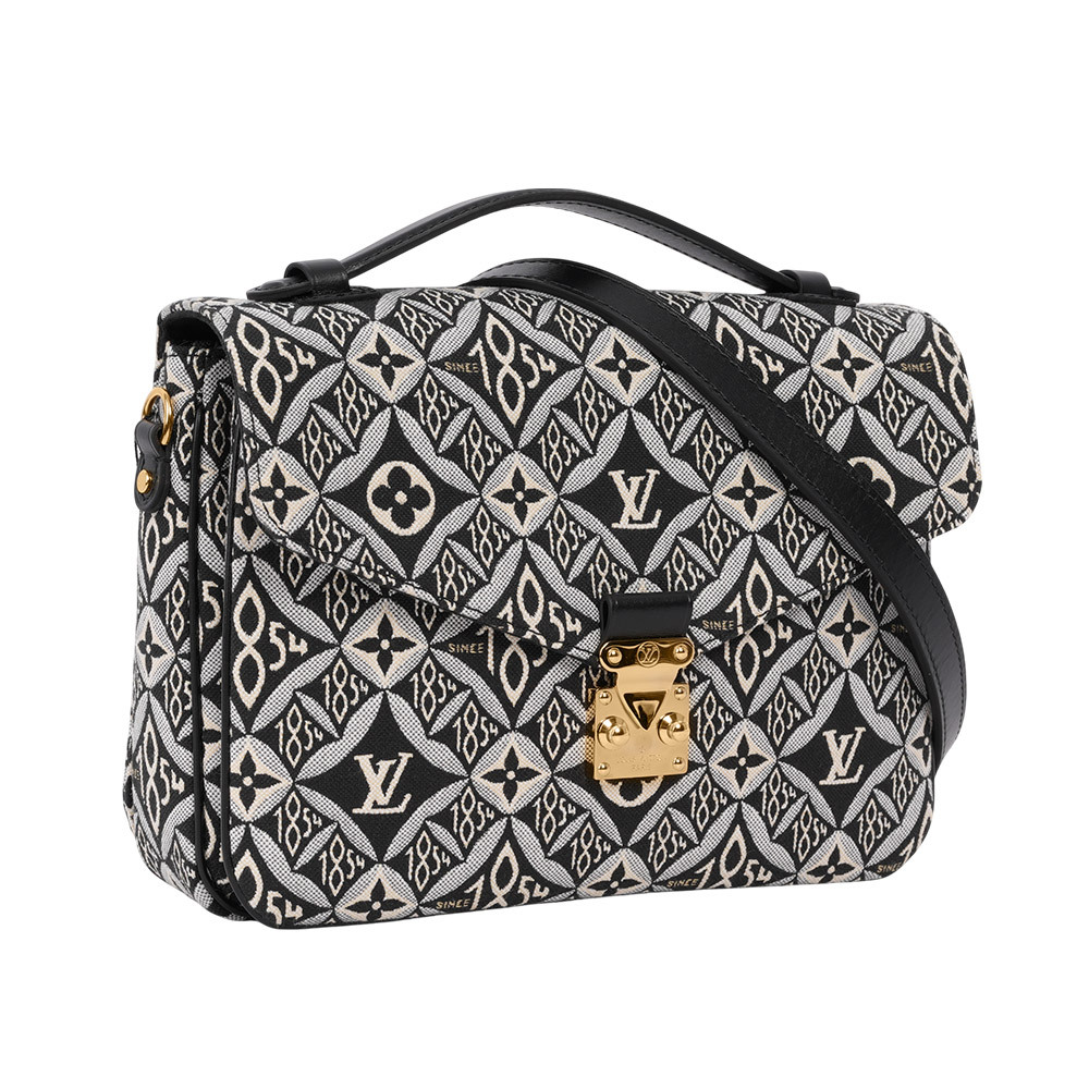 【Louis Vuitton / LV】Since 1854 Monogram 復古標誌布質郵差包(黑色)M57272